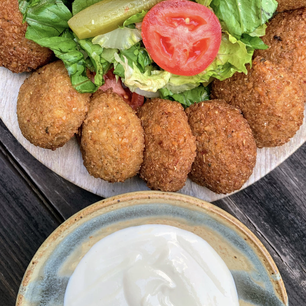 Falafel Pieces with Tahini dipping sauce